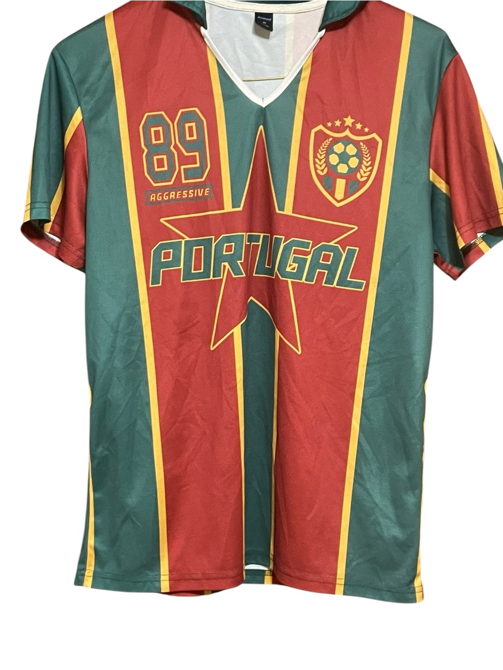 ROMWE Red, Green and Yellow Portugal Star Graphic Short Sleeve Tee